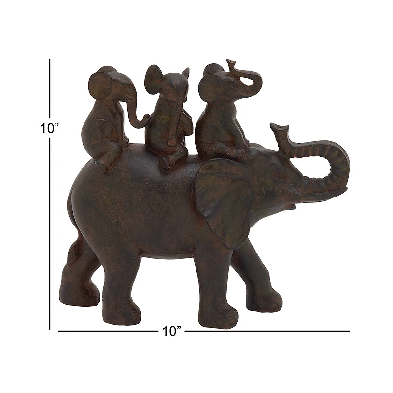 10" Brown Elephant Sculpture