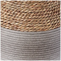 19" Brown Seagrass Handmade Wrapped Vase with Layered Gray Paneling