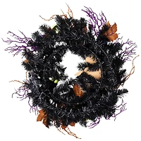 24'' Unlit Jack-O-Lantern in Witches Hat Halloween Pine Wreath