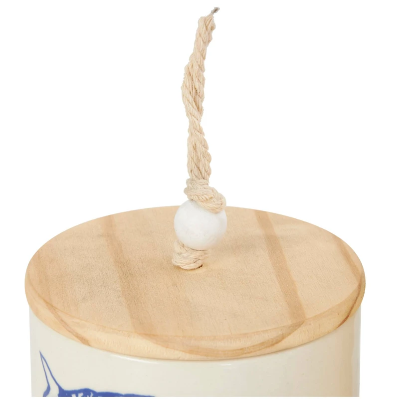 Blue & White Ceramic Fish Canisters Set