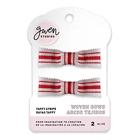 Gwen Studios White & Red Stripe Grosgrain Bows, 2ct.