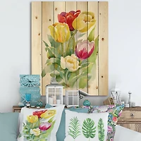 Designart - Bouquet of White and Red Tulips