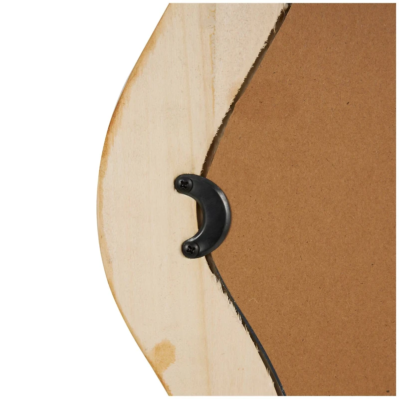 Brown Wood Wavy Wall Mirror with Dimensional Carved Frame