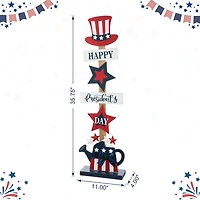 Glitzhome® 35.7" Patriotic Americana Wooden Top Hat Porch Sign