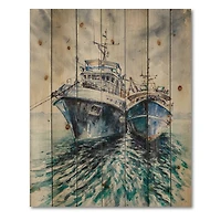 Designart - Two Fishing Boats Before A Storm Anchored