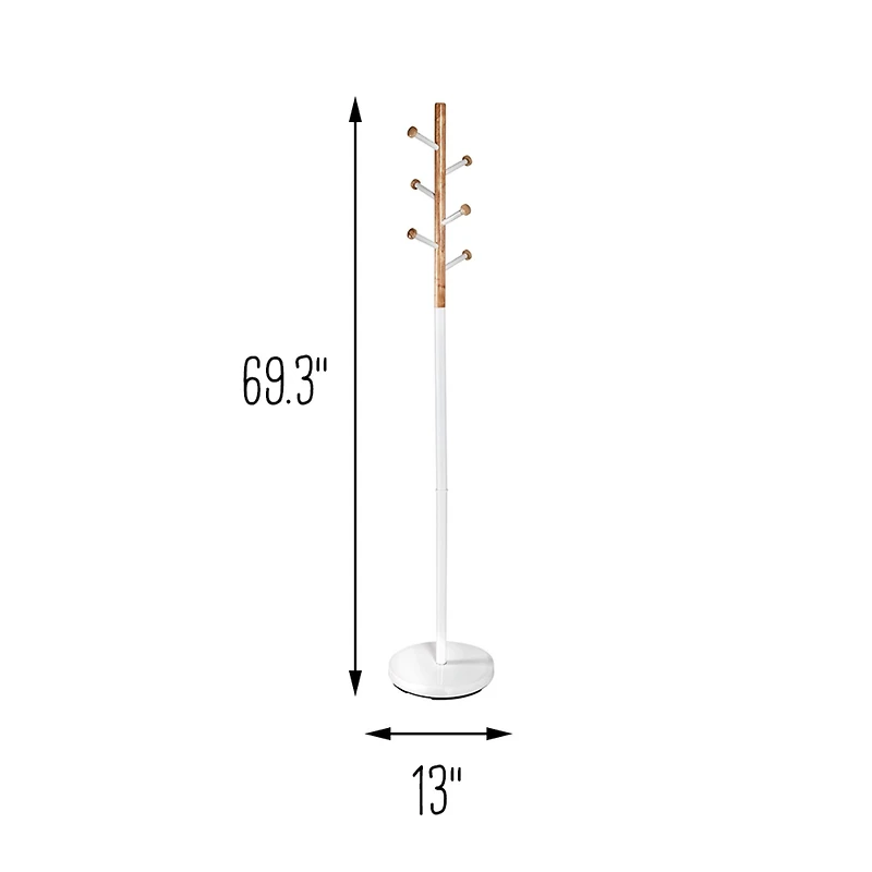 Honey Can Do 69.3" White Freestanding Corner Coat Rack 