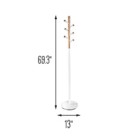 Honey Can Do 69.3" White Freestanding Corner Coat Rack 