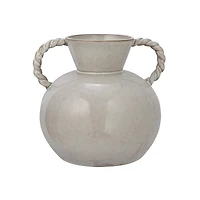 Hello Honey® 9.25" Cream Reactive Glaze Stoneware Vase with Twisted Handle