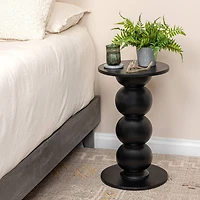 Hello Honey® 25" Round Black Mango Wood Over-Sized Bubble End Table