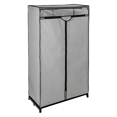 Honey Can Do 36" Gray Double Door Portable Wardrobe Closet