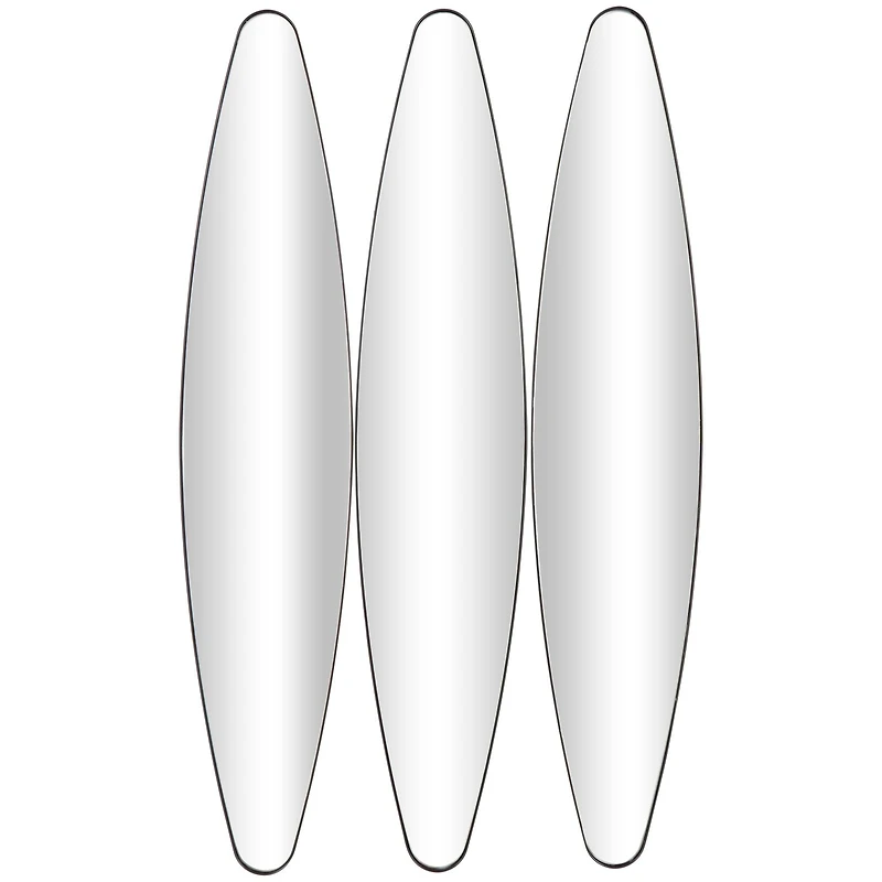 10" x 47" Black Metal  Elongated Oval Wall Mirror Set