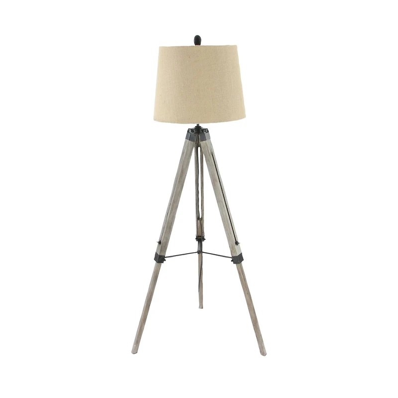 Brown Wood Industrial Floor Lamp, 61" x 25" x 25"