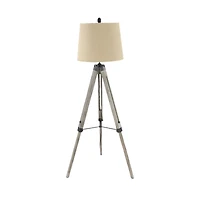 Brown Wood Industrial Floor Lamp, 61" x 25" x 25"