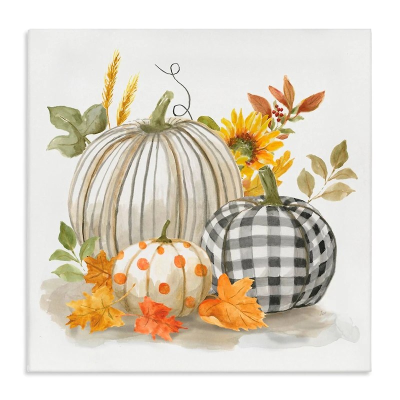 Stupell Industries Patterned Pumpkins Autumn Harvest Canvas Wall Art