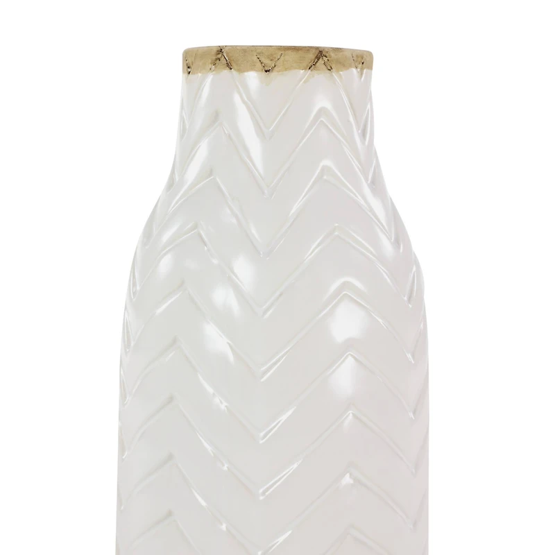 White Porcelain Coastal Style Vase, 7" x 16"