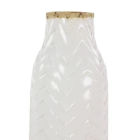 White Porcelain Coastal Style Vase, 7" x 16"