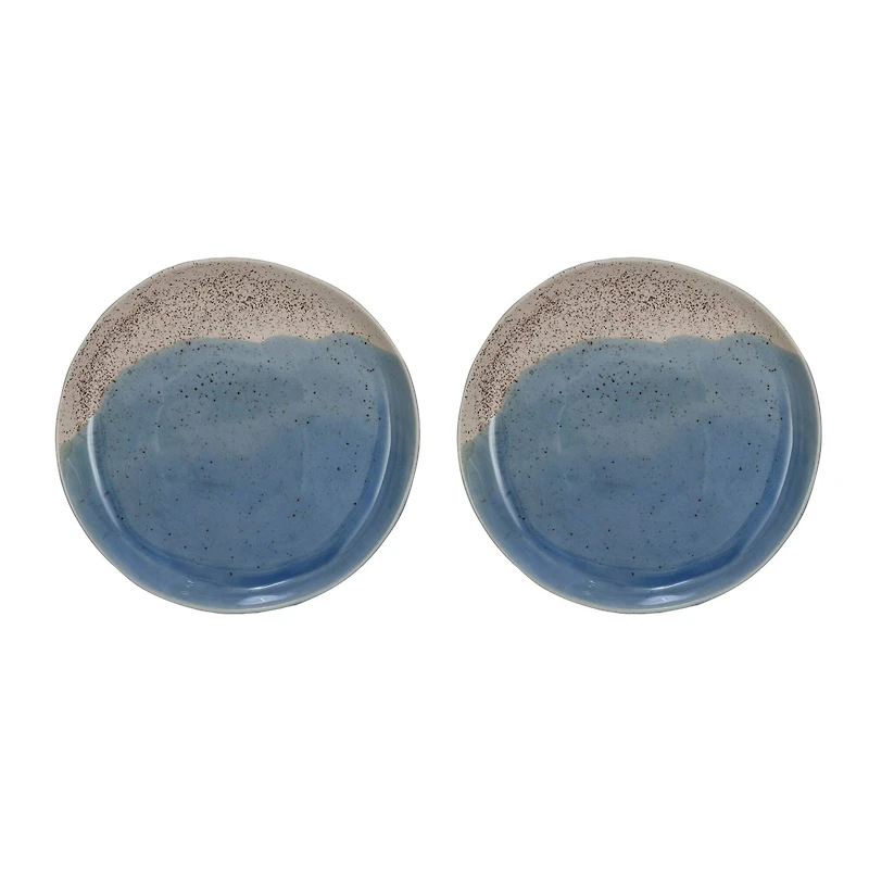 Hello Honey® 8.5" Blue & Cream Crackle Glaze Stoneware Plate, 2ct.