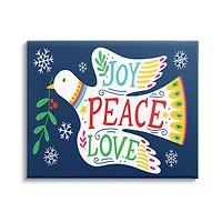 Stupell Industries Joy Peace Love Dove Holly Sprig Canvas Wall Art