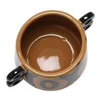 8" Brown and Black Hand Painted Stoneware Planter with Handles