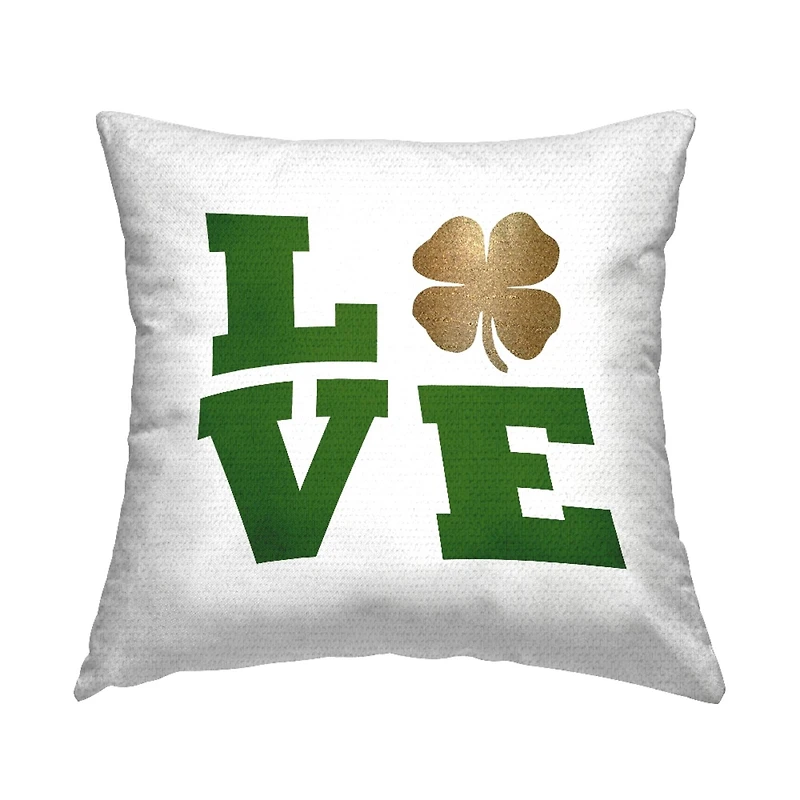 Stupell Industries Love Green Irish Shamrock, Love Green Irish Shamrock Outdoor Printed Pillow