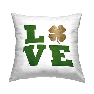 Stupell Industries Love Green Irish Shamrock, Love Green Irish Shamrock Outdoor Printed Pillow