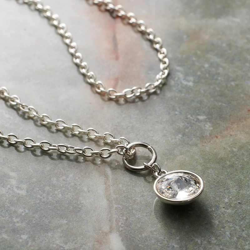 Clear Austrian Crystal Rivoli Cut Charm in Silver Setting by Bead Landing™