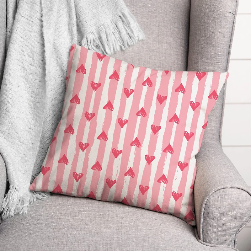 Heart Stripe Pattern 18" x 18" Indoor / Outdoor Pillow