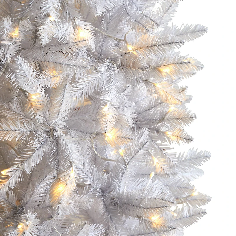8ft. Pre-Lit White Artificial Christmas Tree, Warm White LED Lights