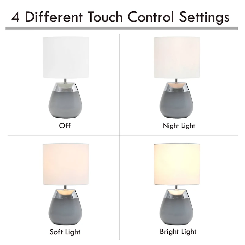 Simple Designs 14" Metal Touch Table Lamp