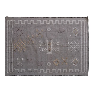 Hello Honey® Multicolor Boho Handwoven Cotton Dhurrie Rug with Geometric Design, 4ft. x 6ft.