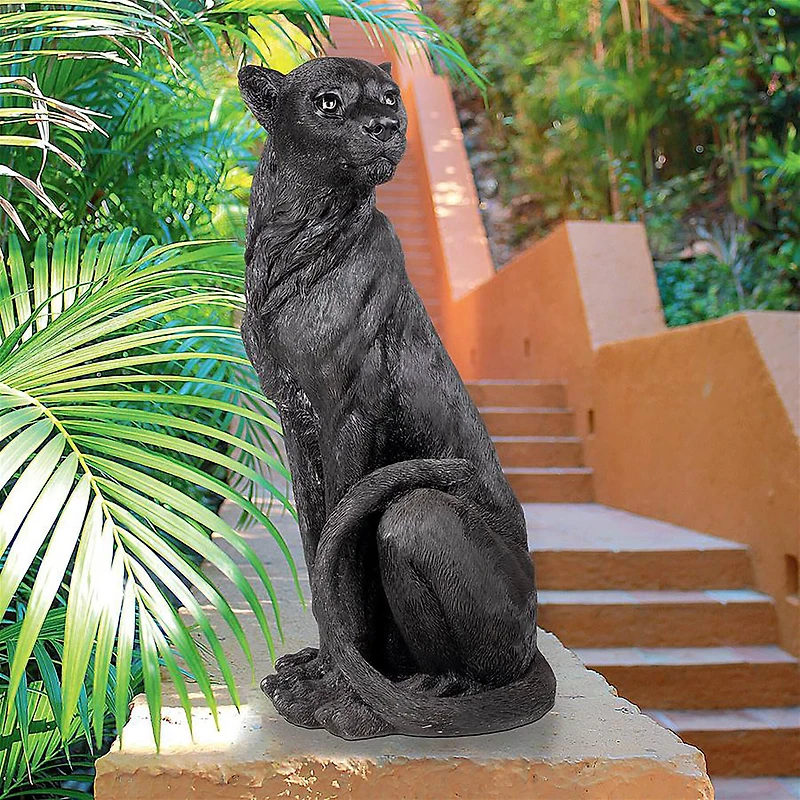 Design Toscano 22.5" Pensive Panther Black Jaguar Statue