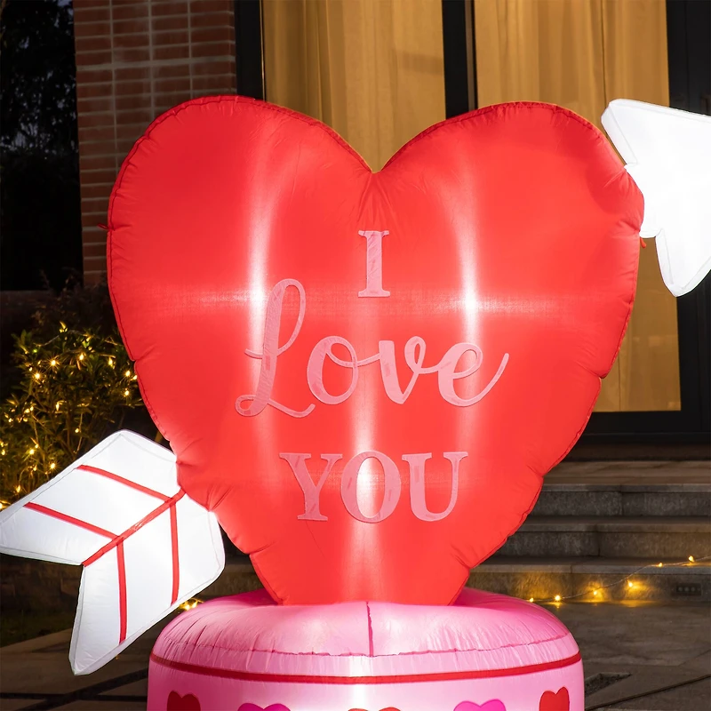 Glitzhome® 5ft. Lighted Valentine's Inflatable Heart Décor