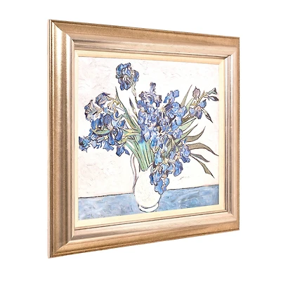 American Art Decor Ornate Framed Blue Irises Canvas Print by Vincent van Gogh - 31.5" x 27.5"
