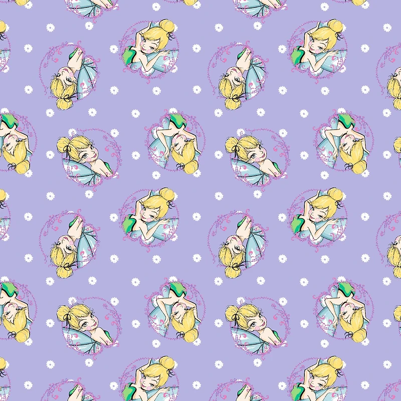 Disney® Tink Fashion Lavender Tinkerbell Toss Cotton Fabric