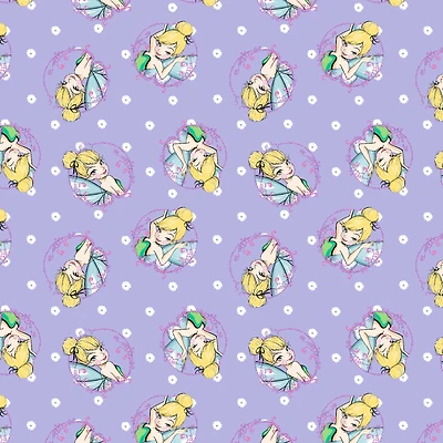 Disney® Tink Fashion Lavender Tinkerbell Toss Cotton Fabric