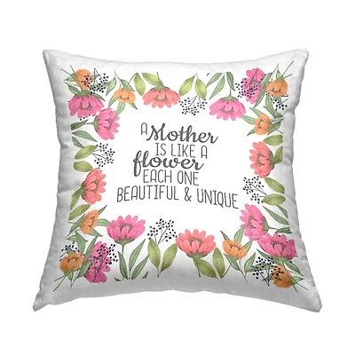Stupell Industries Floral Mother's Day Phrase, Floral Mother's Day Phrase Decorative Printed Throw Pillow