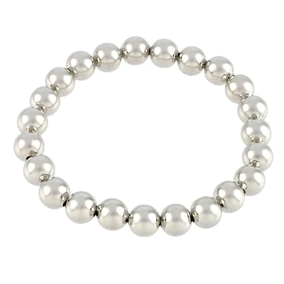 8mm Rhodium Round Beaded Charm Bracelet by Bead Landing™