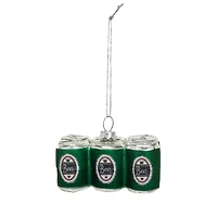 Hello Honey® 3.25" Green Beer 6-Pack Glass Ornament