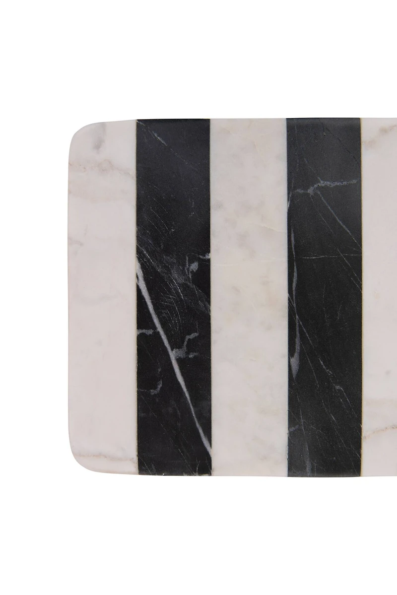 Hello Honey® Black & White Striped Marble Board with Leather Tie