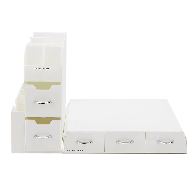 Mind Reader White 2-Piece Single Serve Coffee Pod Drawer and Condiment Organizer Caddy Station