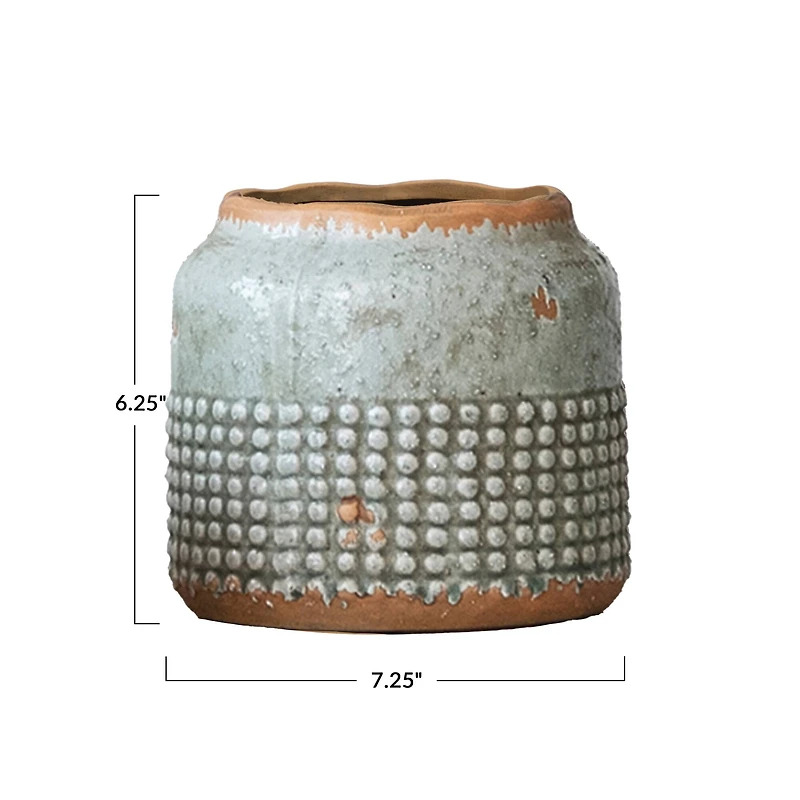 Hello Honey® 6" Distressed Gray Terracotta Hobnail Planter