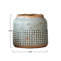 Hello Honey® 6" Distressed Gray Terracotta Hobnail Planter