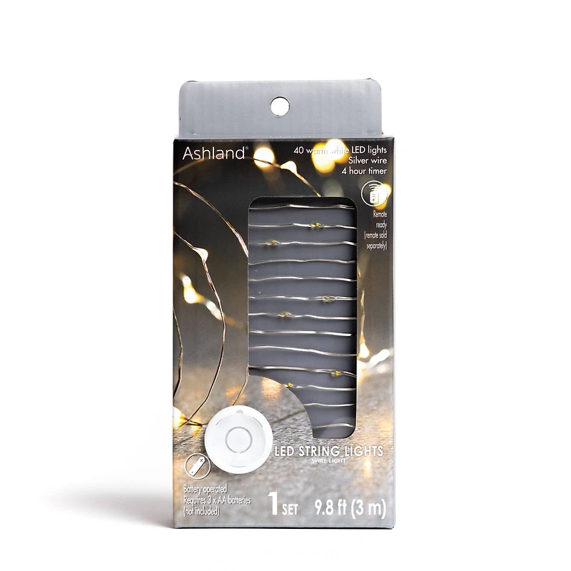 40ct. Warm White Silver Wire LED String Lights by Ashland®