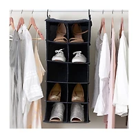 Household Essentials Denim 27" Cotton Blend & Plastic 10 Shelf Closet Shoe Organizer