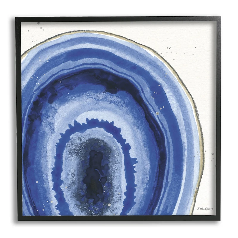Stupell Industries Modern Abstract Blue Agate Boho Geode Pattern Framed Wall Art