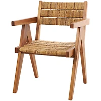 Brown Teak Wood Mid-Century Accent Chair