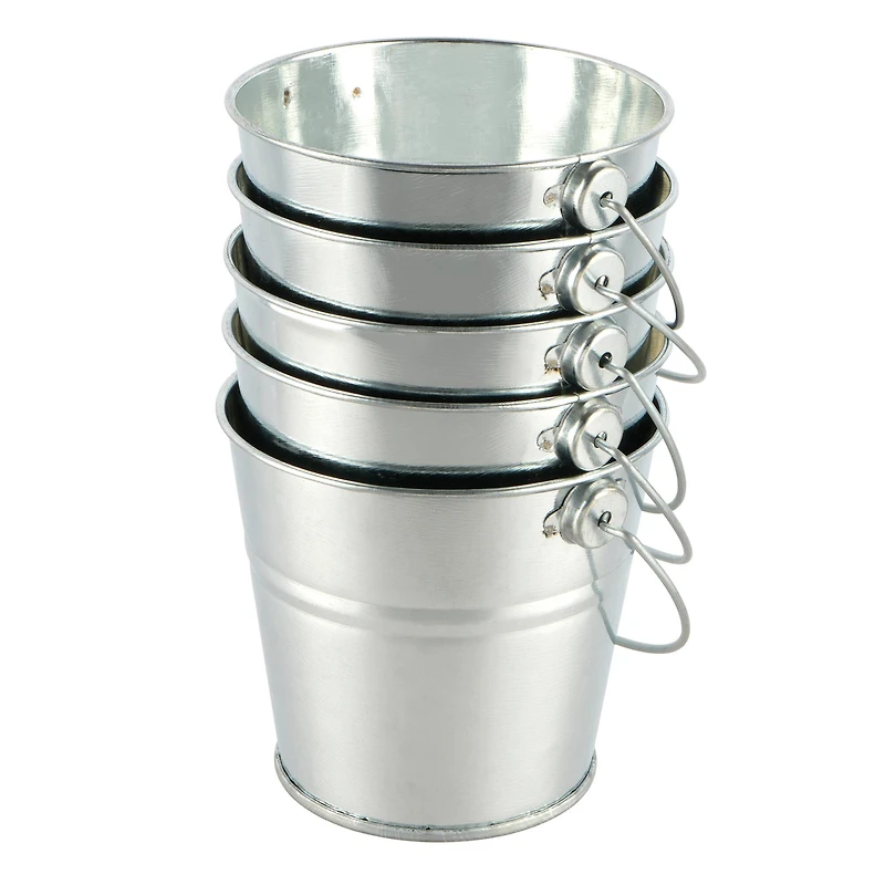 3" Silver Metal Buckets by Celebrate It™, 5ct.
