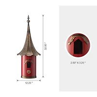 Glitzhome® 32" Red Pagoda Metal Birdhouse