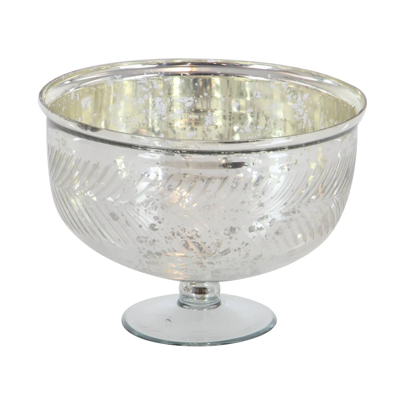 11" Silver Glass Glam Decorative Bowl