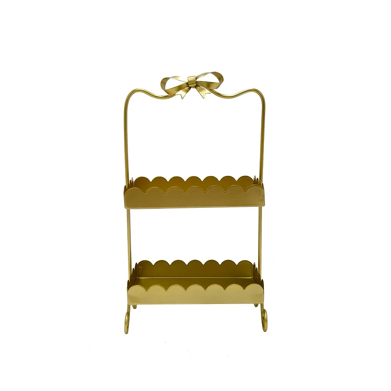 11" Gold Bow-Topped 2-Tier Decorative Metal Tray by Ashland®